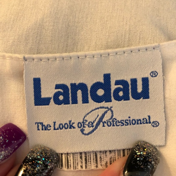 Landau White long lab coat. Sz Large - Picture 3 of 9